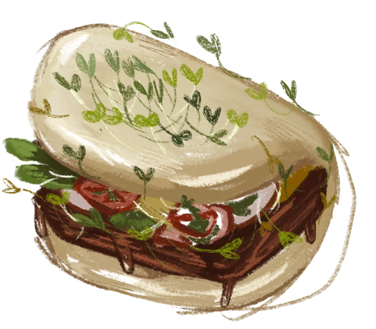 Sandwich topped with microgreens