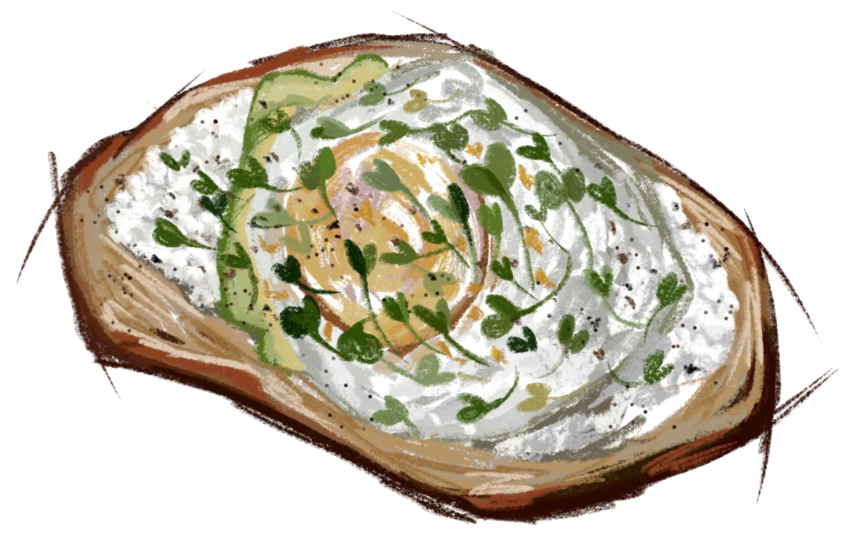 Toast with egg and microgreens